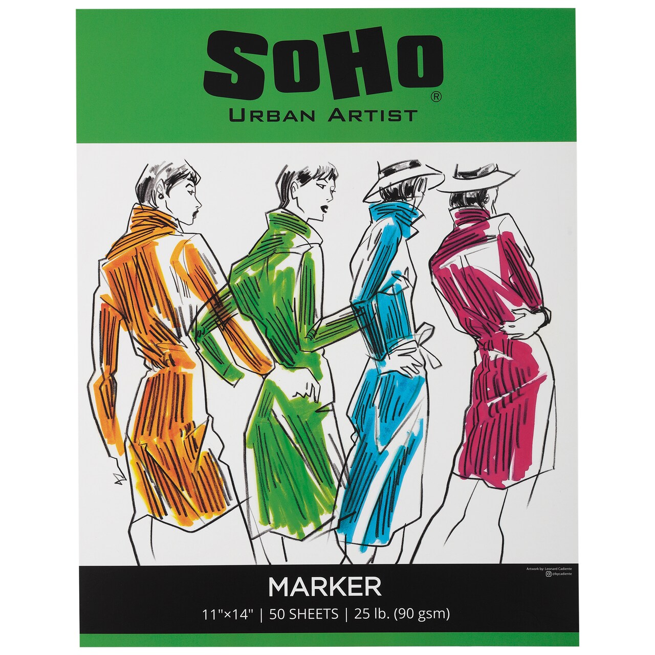 SoHo Urban Artist Marker Paper Pads - 24 lb (90gsm) Smooth & Heavyweight, Acid-Free, Bleed Resistant Drawing Papers, Ideal for Sketching, Color Blending, Mechanical Pencils